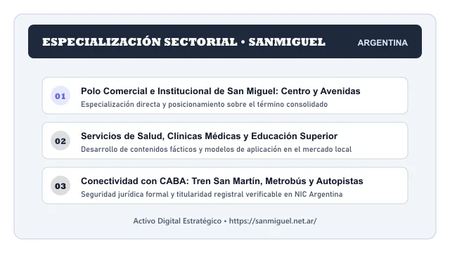 Pilares temáticos y especialización sectorial de Sanmiguel en Argentina